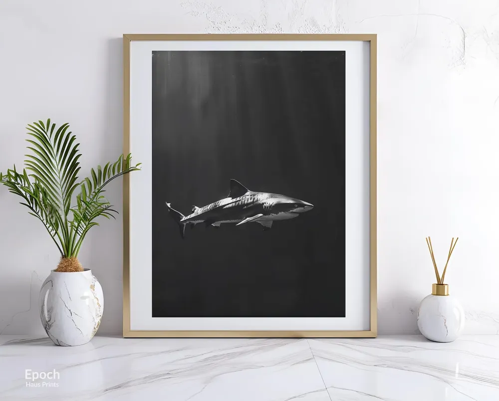 Tiger Sharks in Hawaii Black and White Art Print - Image 3