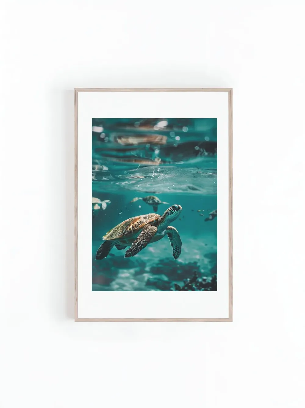 Under Water Turtle Swimming In Coral Reef Near Hawaii Poster