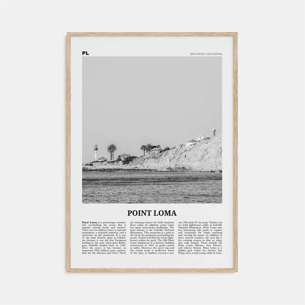 Point Loma Black and White Travel Poster, San Diego