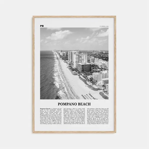 Pompano Beach Black and White Travel Poster