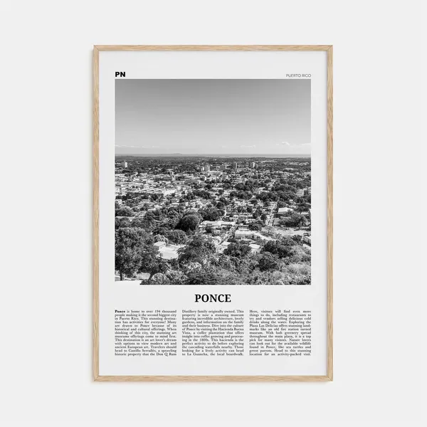 Ponce, Puerto Rico Black and White Travel Poster