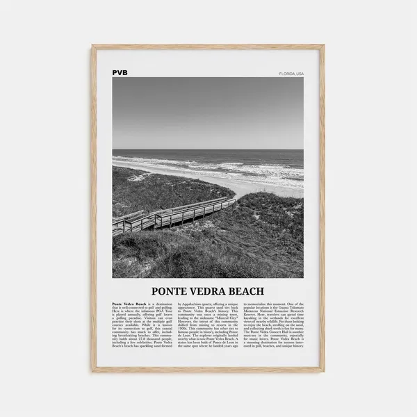 Ponte Vedra Beach Black and White Travel Poster