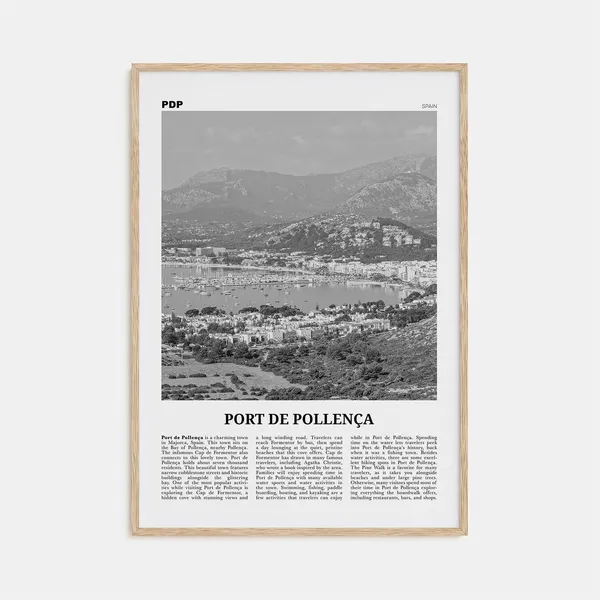 Port De Pollenca Black and White Travel Poster