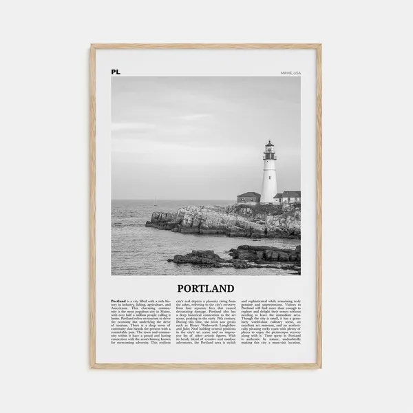 Portland, Maine Black And White Travel Poster