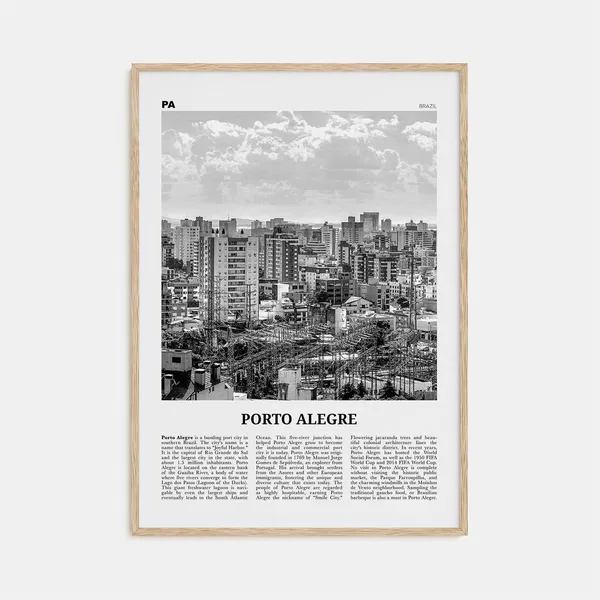 Porto Alegre Black And White Travel Poster, Brazil