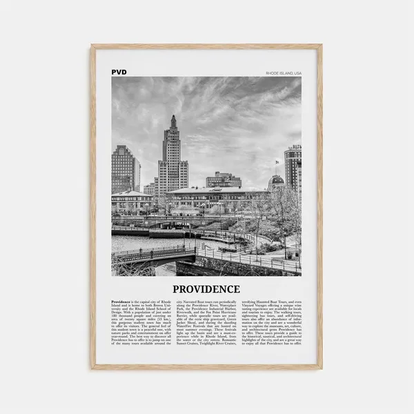 Providence Black and White Travel Poster, Rhode Island