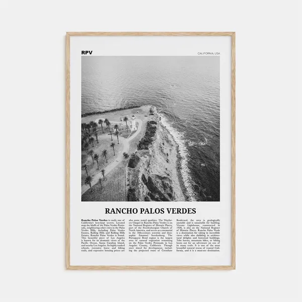 Rancho Palos Verdes Black and White Travel Poster