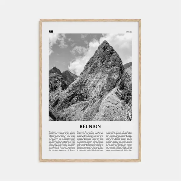Reunion Black and White Travel Poster, Africa
