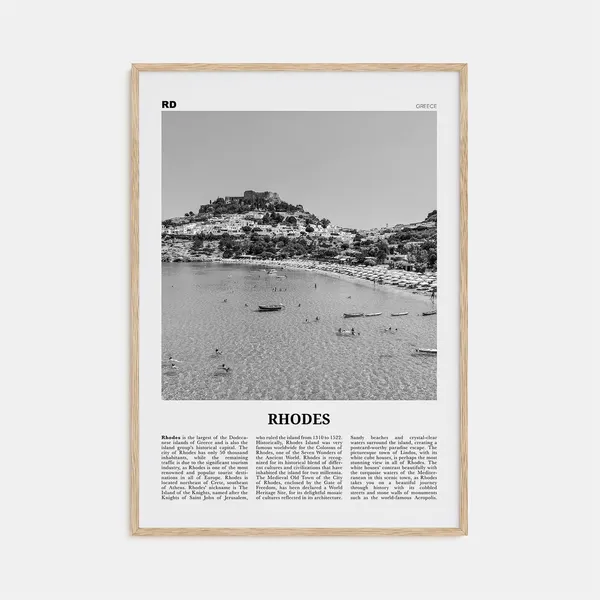 Rhodes Black And White Travel Poster, Greece