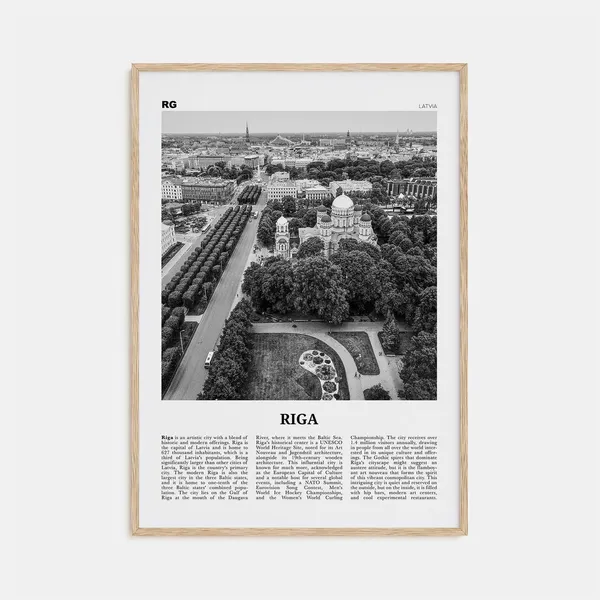 Riga Black And White Travel Poster, Europe
