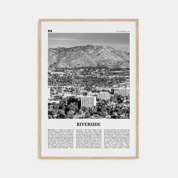 Riverside, California Black and White Travel Poster