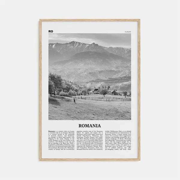 Romania Black And White Bucharest Travel Poster