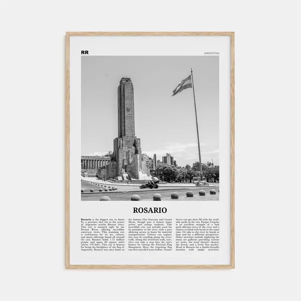 Rosario, Argentina Black and White Travel Poster