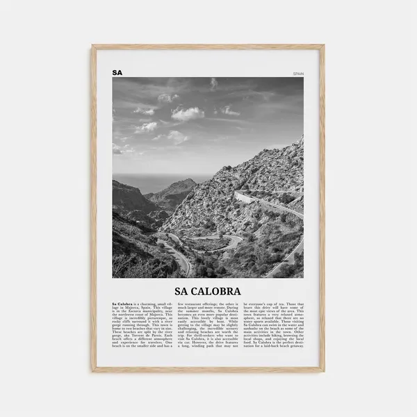 Sa Calobra Black and White Travel Poster, Spain