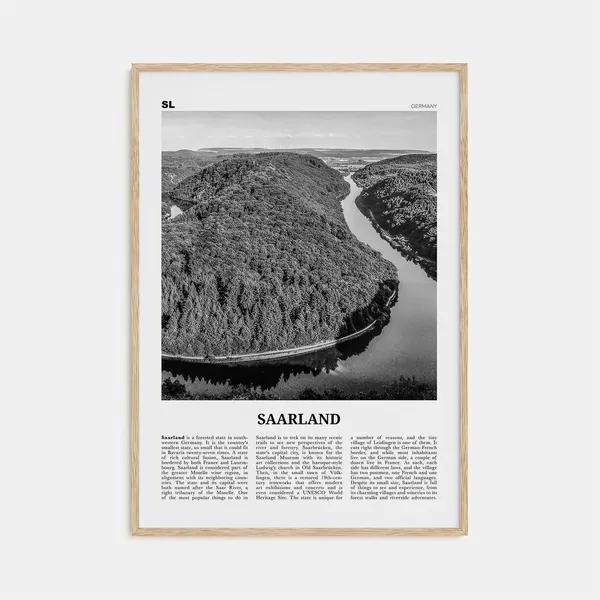 Saarland Black And White Travel Poster, Germany