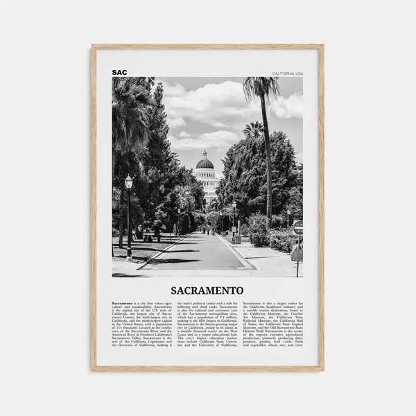 Sacramento Black and White Travel Poster, California