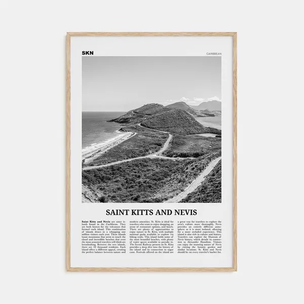 Saint Kitts And Nevis Black And White Travel Poster