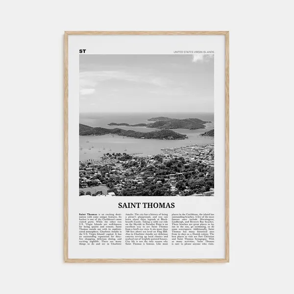 Saint Thomas Black And White Travel Poster