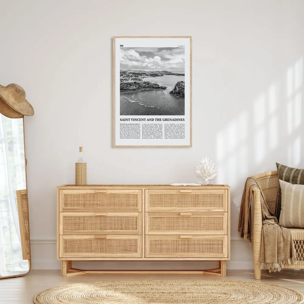 Saint Vincent And The Grenadines Black And White Art Print - Image 4