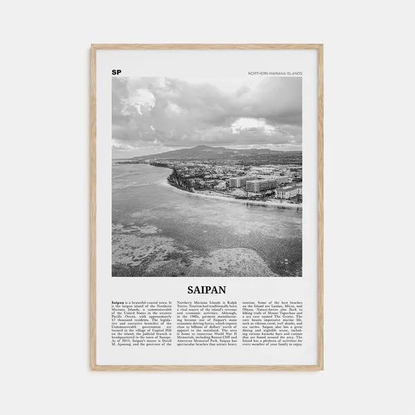Saipan Black And White Travel Poster, Northern Mariana Islands