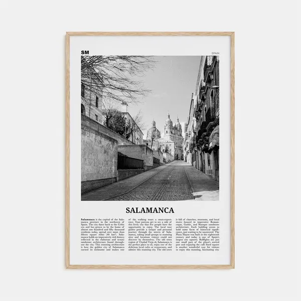 Salamanca Black and White Travel Poster, Spain Map