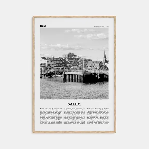 Salem, Massachusetts Black and White Travel Poster