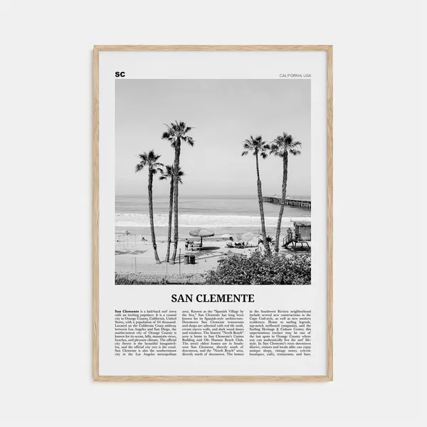 San Clemente California Black and White No. 1 Travel Poster