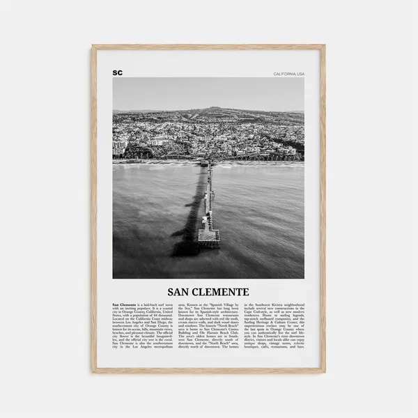 San Clemente Black and White Travel Poster No. 3