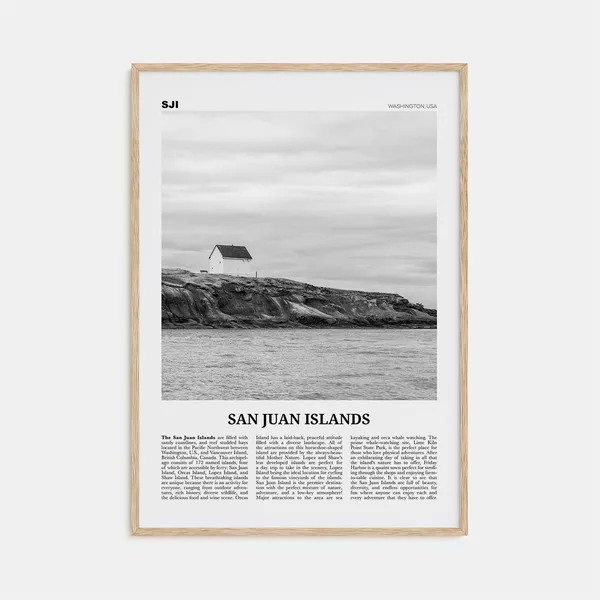 San Juan Islands Black And White Travel Poster