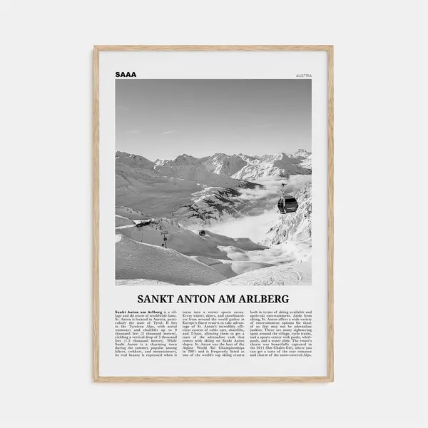 Sankt Anton Am Arlberg Black and White Travel Poster