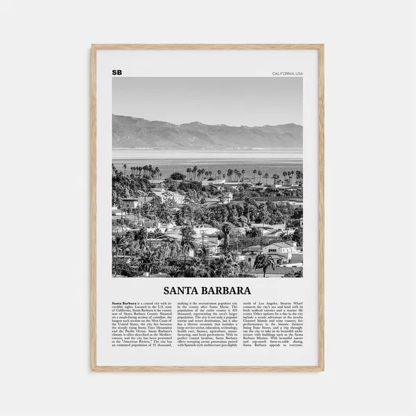 Santa Barbara Black And White No 1 Travel Poster