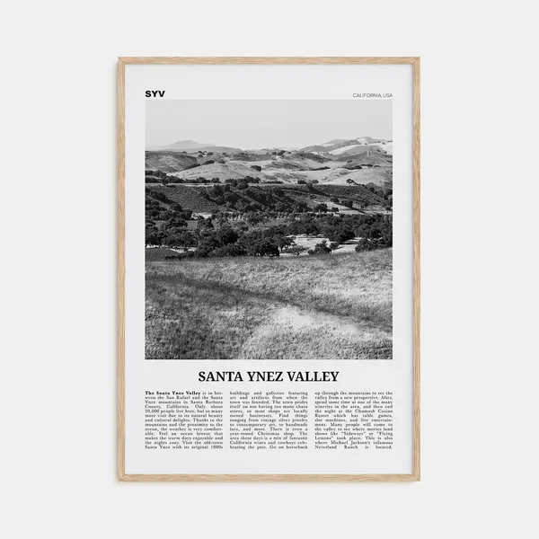 Santa Ynez Valley Black and White Travel Poster