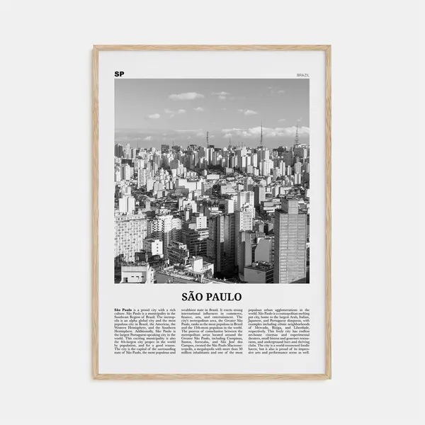 Sao Paulo Black And White Wall Art Print