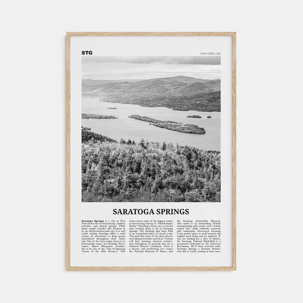Saratoga Springs Black and White Travel Poster