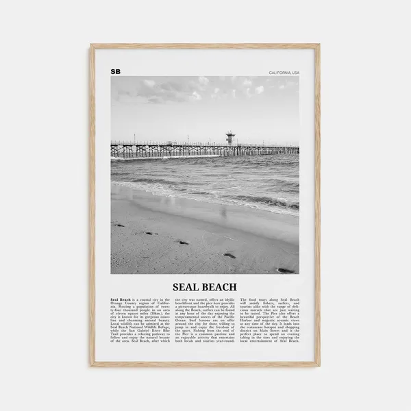 Seal Beach Black And White Travel Poster, California