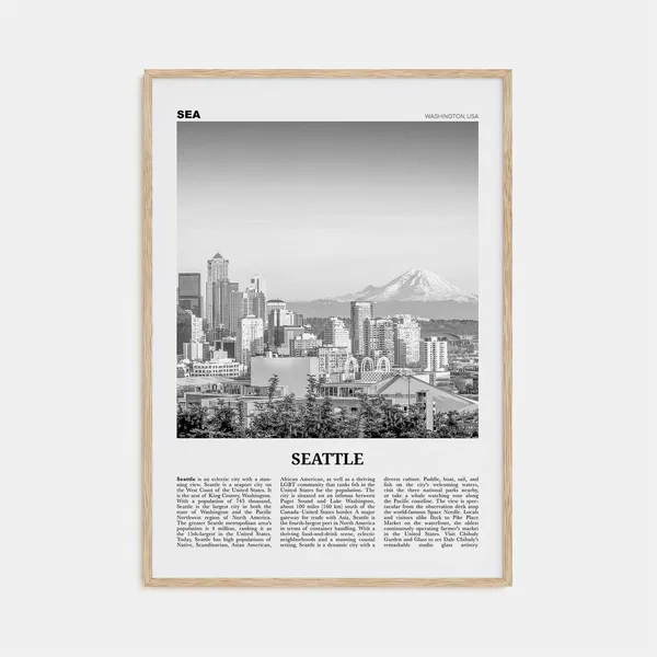 Seattle Black And White Travel Poster, Washington