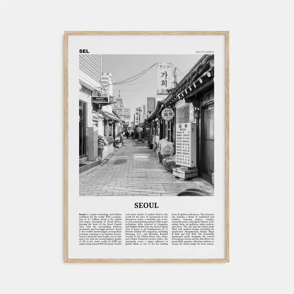 Seoul Black And White Travel Poster, South Korea