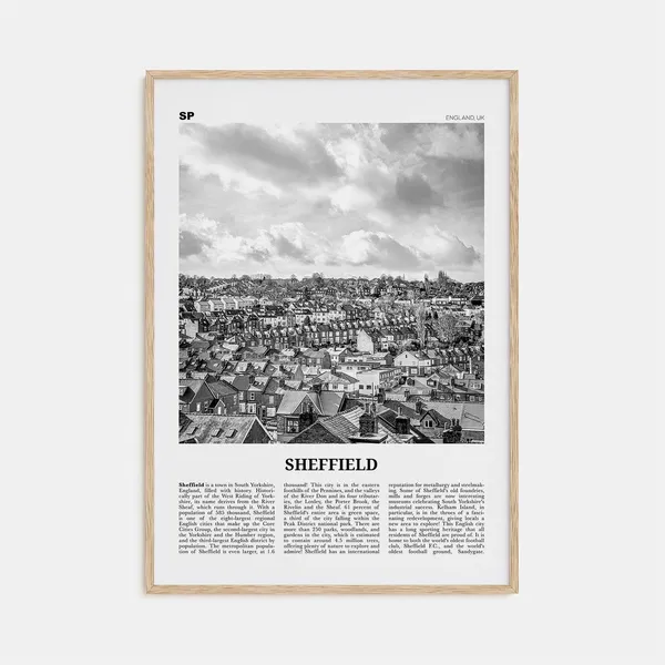 Sheffield Black and White Travel Poster, Yorkshire