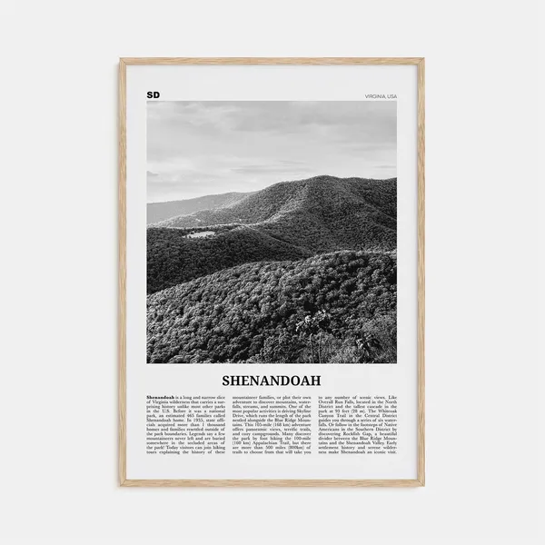 Shenandoah Black And White Travel Poster