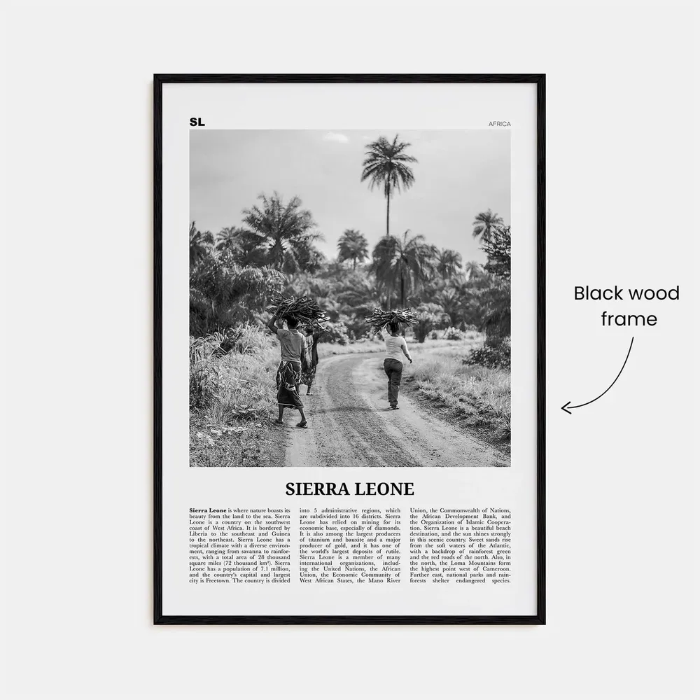 Sierra Leone Black And White Travel Poster, Freetown - Image 3