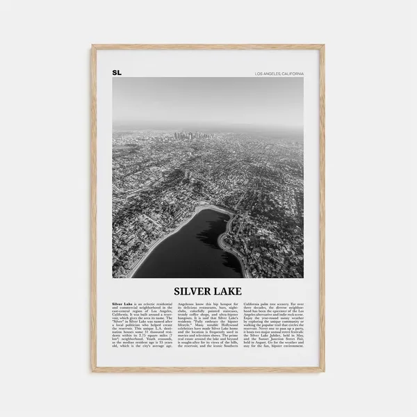 Silver Lake Black and White Los Angeles Travel Poster