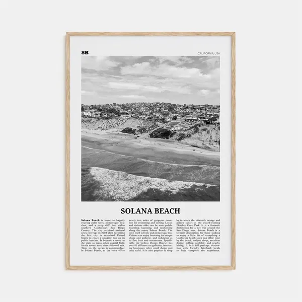Solana Beach Black And White Travel Poster
