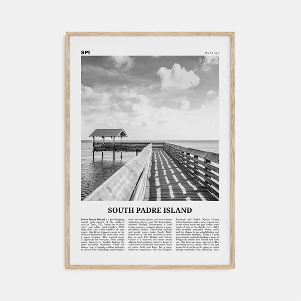 South Padre Island Black and White Travel Poster