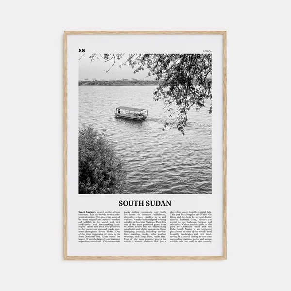 South Sudan Black and White Country Art Print