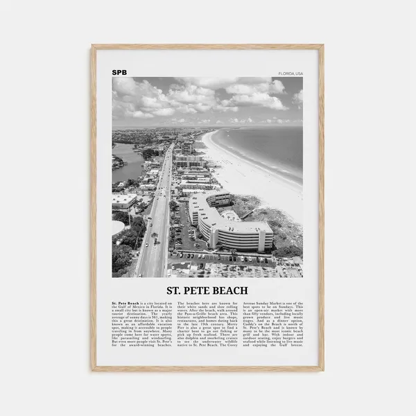St Pete Beach Black and White No. 2 Travel Poster