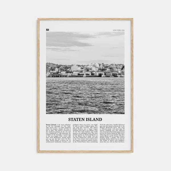Staten Island Black And White New York Travel Poster