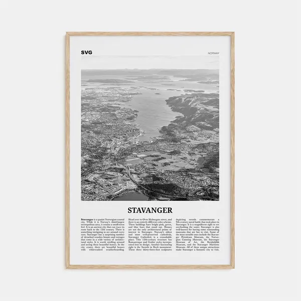 Stavanger Black And White Travel Poster, Norway
