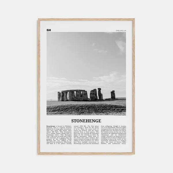 Stonehenge Black and White Travel Poster, England UK