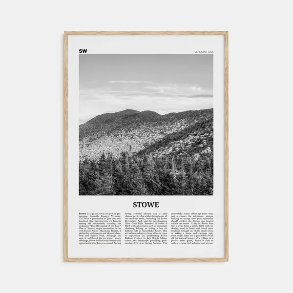 Stowe Black And White No. 2 Travel Poster, Vermont