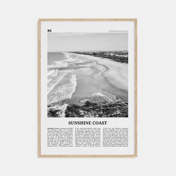 Sunshine Coast Black and White Travel Poster, Queensland